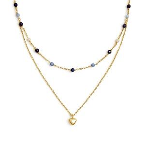 Elegant Gold and Blue Layered Necklace